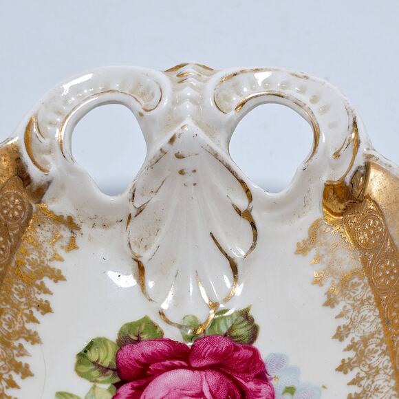 Antique Celery Tray Made in Germany Gold Trim Hand Painted Roses - Picture 4 of 7